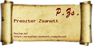Preszter Zsanett névjegykártya